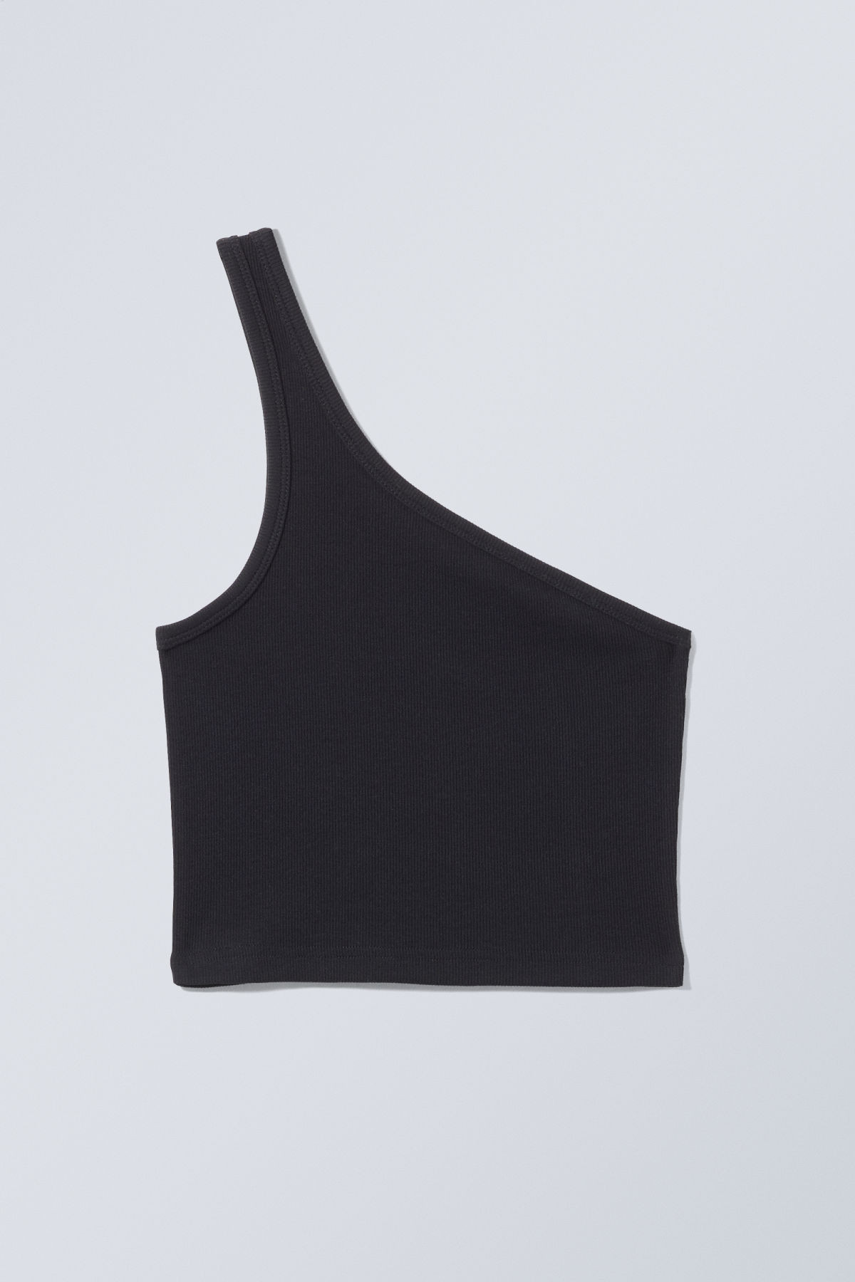 Vida One Shoulder Crop Top - Black | Weekday