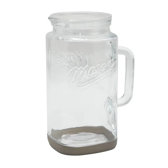 Mason Craft & More Glass 0.5 Gallon Pitcher with Removable Plastic Lid and Silicone Base, Gray, W... | Walmart (US)