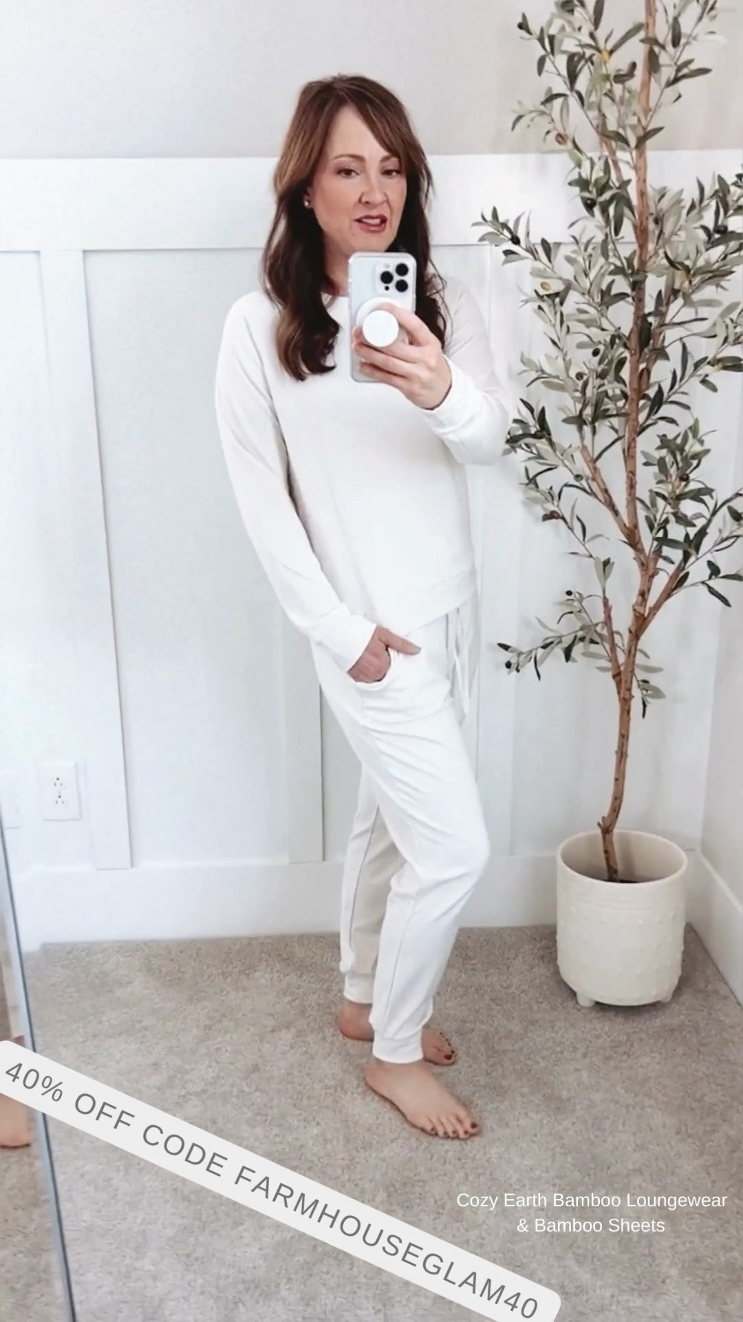 My fave bamboo loungewear and sheets at Modernfarmhouseglam 
Use my code FARMHOUSEGLAM40 for 40% off sitewide. 

Wearing size small in both bamboo stretch knit tapered pant (color pomegranate) and brushed bamboo pullover crew (black). TTS
cozy earth tank jogger shorts comfy clothes christmas gift ideas for her, mom, wife, friends gift guide, lounge clothes, comfortable clothing, fall outfit, travel outfit, long sleeved shirt, top, pants, cozy earth, bamboo sheets

#LTKCon #LTKGiftGuide #LTKstyletip
