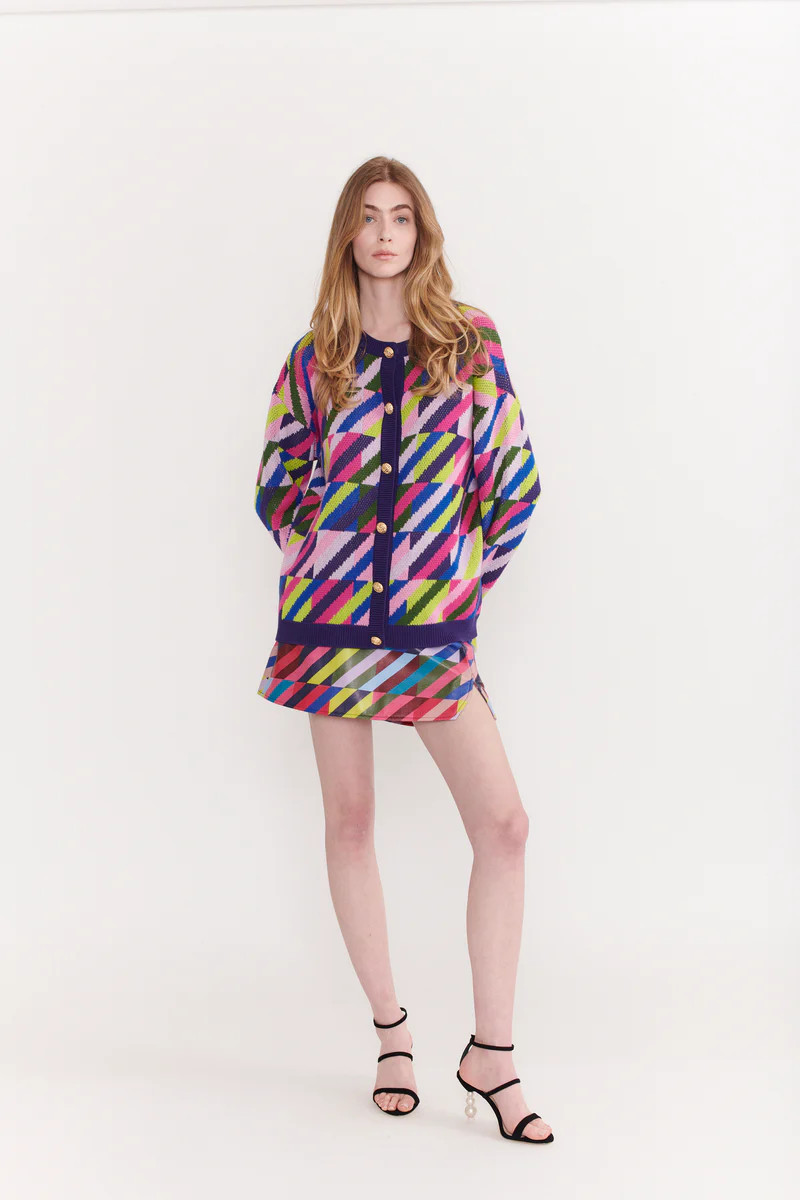 Janey Multi Check Cardigan | Olivia Rubin