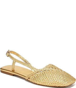 Sarto by Franco Sarto Ilona Woven Leather Square Toe Slingback Flats | Dillard's
