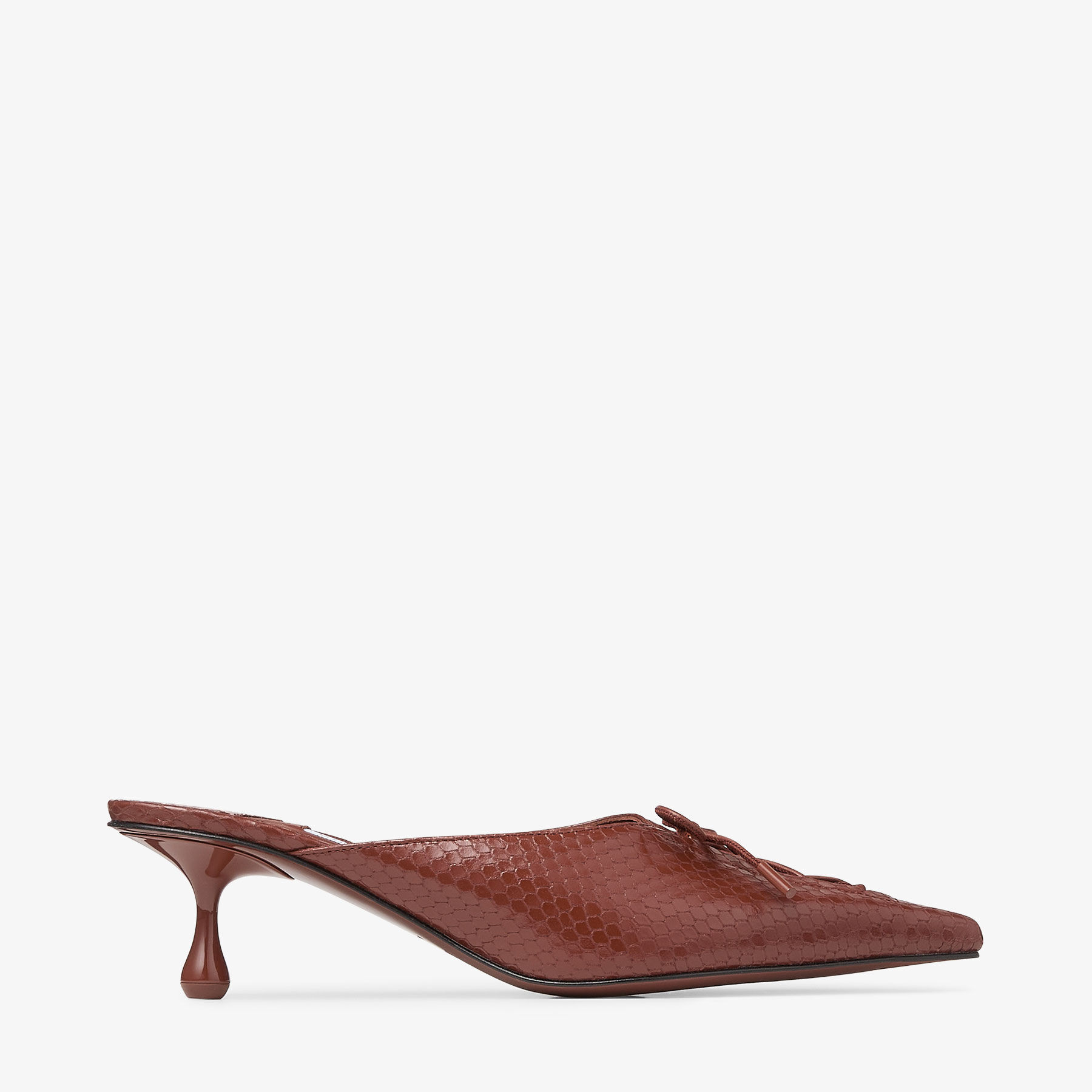 Jimmy Choo Scarlett Mule 50 Cognac Elaphe Printed Leather Mules - Cognac - 36.5 | Jimmy Choo AU