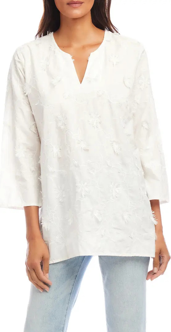 Karen Kane Floral Embroidered Cotton Tunic Top | Nordstrom | Nordstrom
