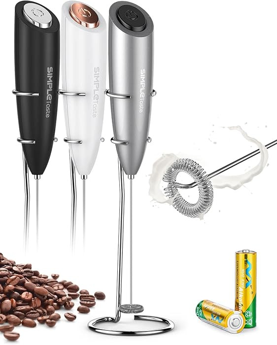 SIMPLETASTE Milk Frother Handheld Electric Foam Maker, Drink Mixer with Stainless Steel Whisk for... | Amazon (US)
