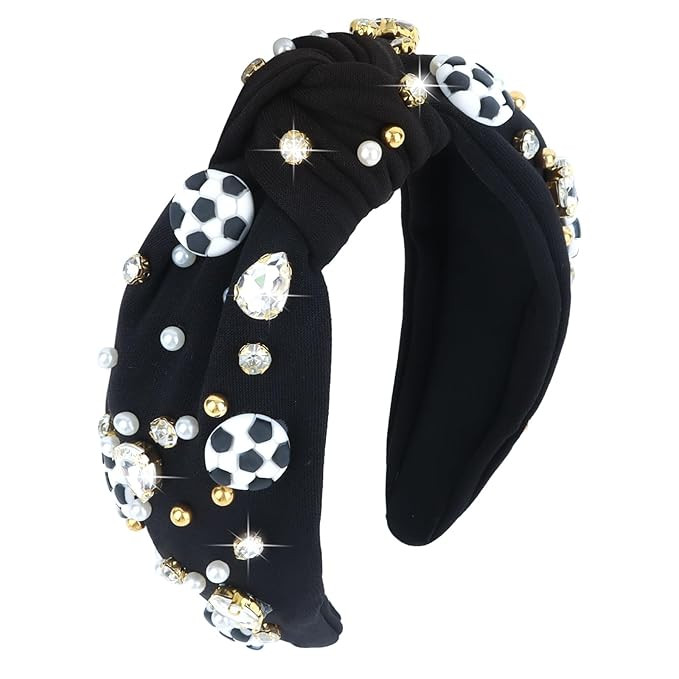 YARIEW Jeweled Knotted Headband - Wide Top Knot Headband for Girls, Sports Fan Mom, Game Day Acce... | Amazon (US)