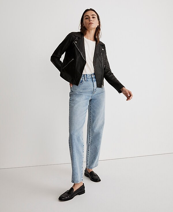 The Washed Leather Motorcycle Jacket | Madewell | Madewell