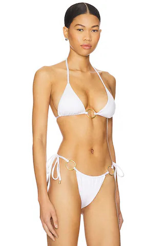 Isle Hoop Halter Bikini Top in Pearl | Revolve Clothing (Global)