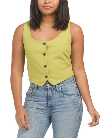 Stretch Crepe Sleeveless Lined Vest Like Top | TJ Maxx