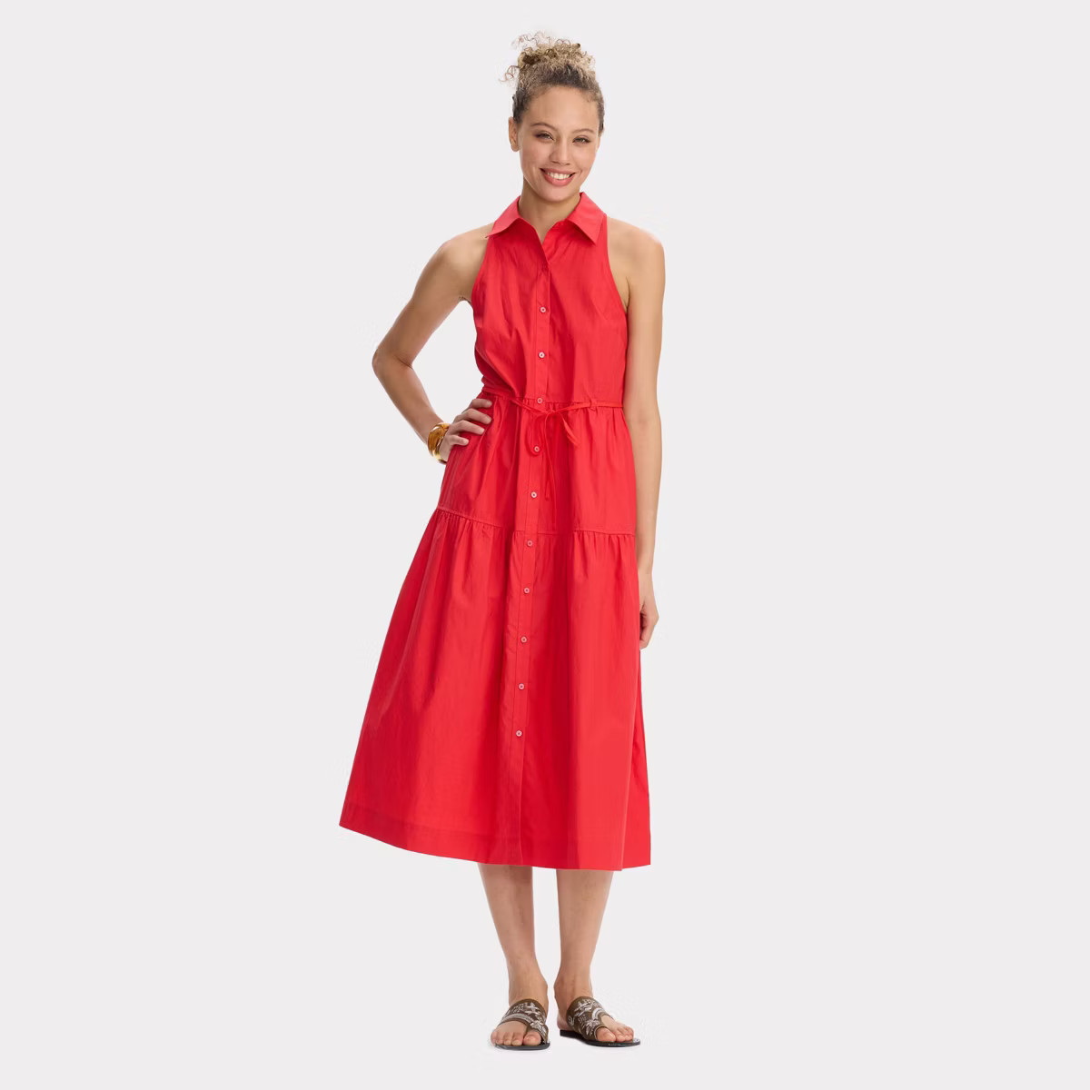 Women's Poplin Maxi Shirtdress - Universal Thread™ Red XS | Target