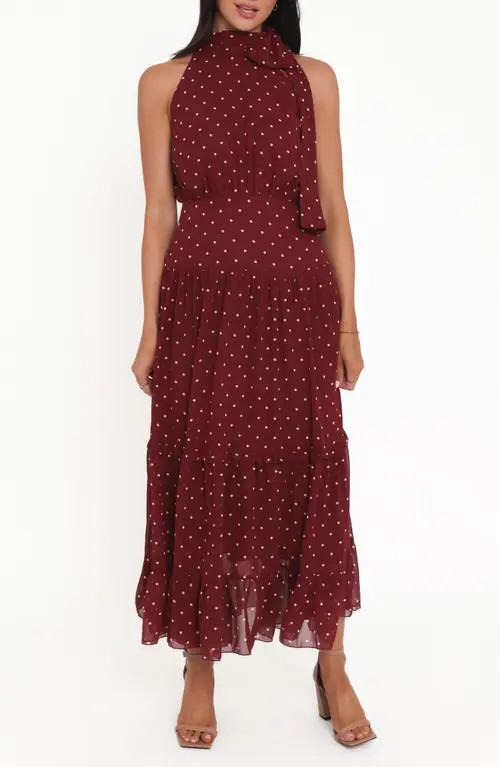 Petal & Pup Leona Halter Maxi Dress in Red Polka Dot at Nordstrom, Size Small | Nordstrom