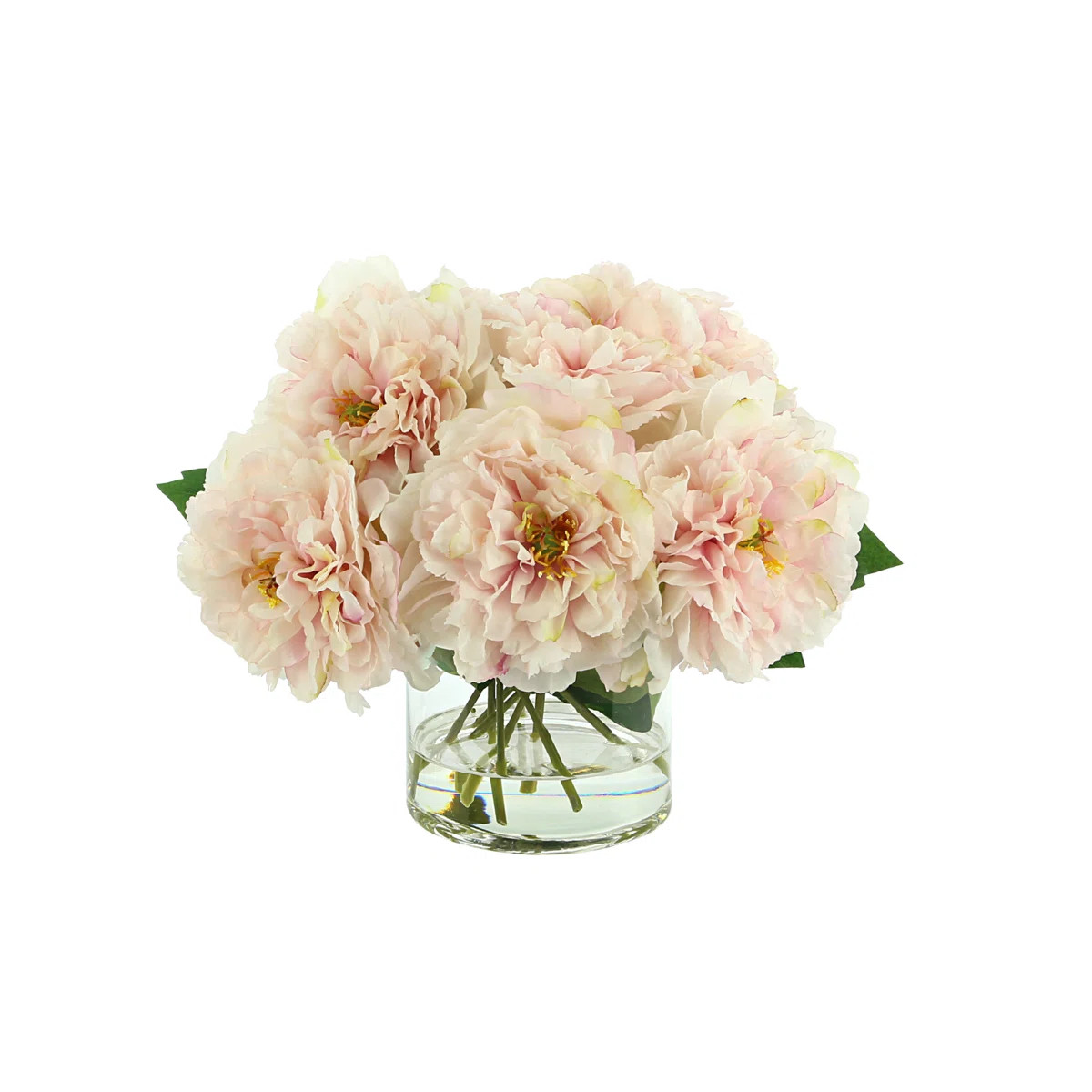 Peony Floral Arrangement In A Clear Glass Vase | Perigold
