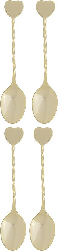 HIC Kitchen Demi Spoon Set, Heart Design, Gold Plated Stainless Steel, Set of 4 | Amazon (US)