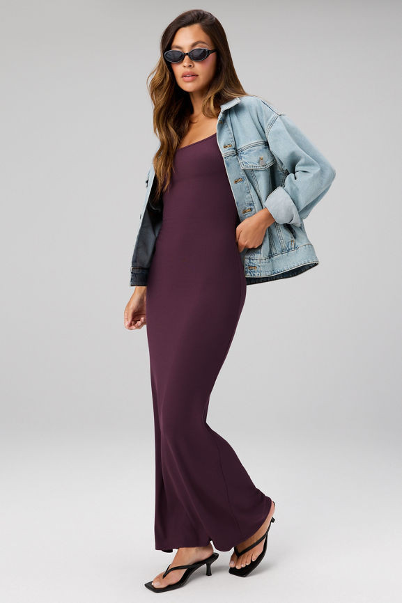 Relaxed Denim Jacket + Soft Rib Maxi Dress 2-Piece Outfit | Fabletics