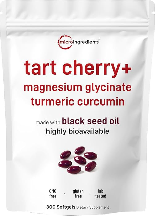 Tart Cherry+ with Magnesium Glycinate & 95% Turmeric Curcumin, 300 Softgels | Amazon (US)