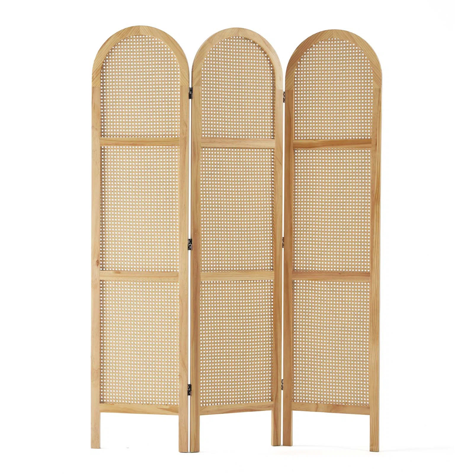 5.6 ft. Pine Wood & Hand-Woven Rattan Room Divider — Freestanding Privacy Screen in Japanese Mo... | Wayfair North America