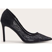 Black Wide Fit Lace High Stiletto Court Heels, Black | PrettyLittleThing UK