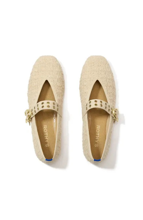 Rothy's The Max Buckle Mary Jane in Pearl Bouclé at Nordstrom, Size 11 | Nordstrom