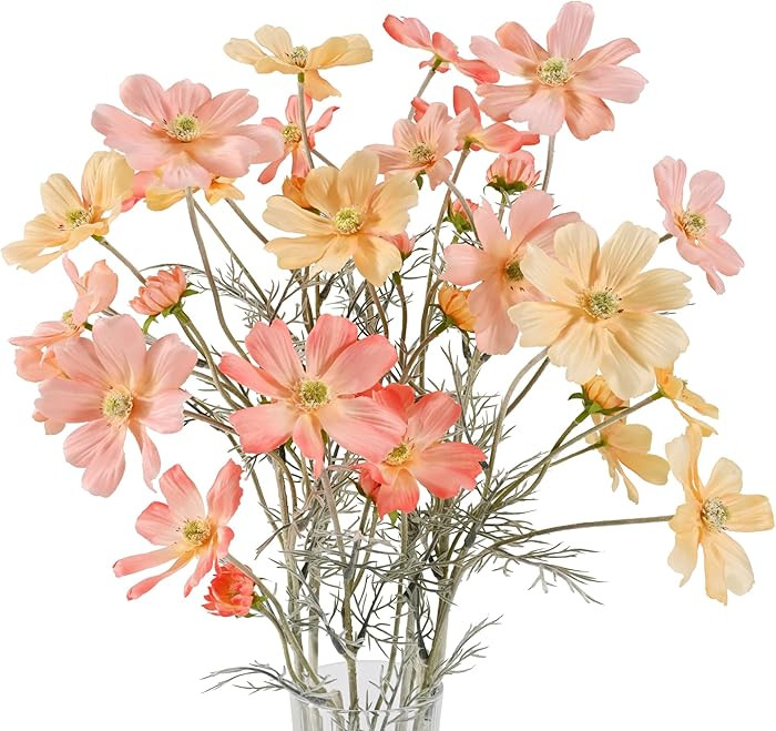 Artificial Pink Flowers for Decoration Cosmos Flowers Artificial Coreopsis Silk Flower Long Stem ... | Amazon (US)