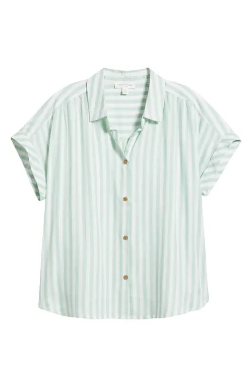 beachlunchlounge Darby Short Sleeve Button-Up Shirt in Deja Vu at Nordstrom, Size Medium | Nordstrom