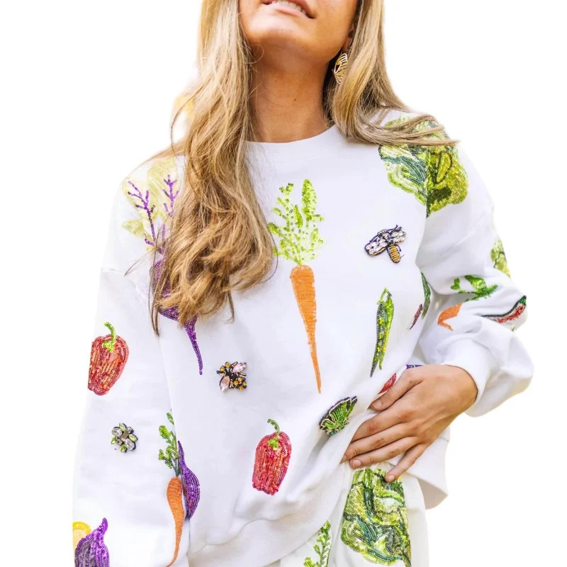QUEEN OF SPARKLES Veggie Sweatshirt - White | Verishop