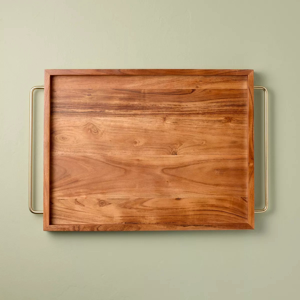 16"x24" Wooden Tray with Brass Wire Handles - Hearth & Hand™ with Magnolia | Target