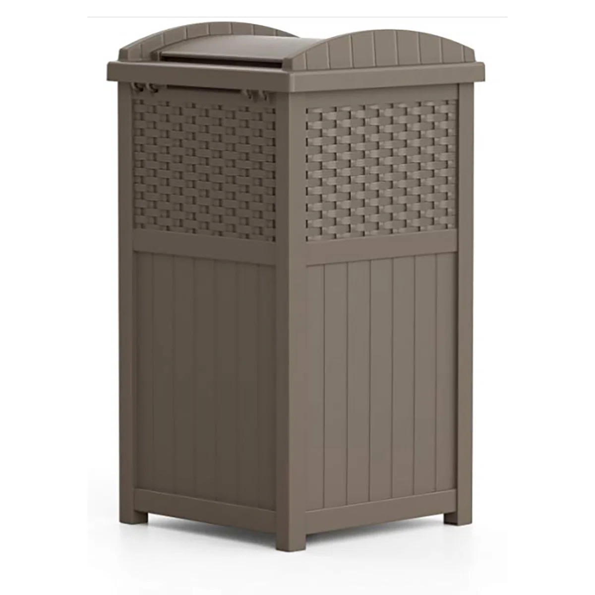 Suncast 17 in. W x 16 in. D Resin Wicker Trash Hideaway for Outdoor Waste Storage, Made in the US... | Wayfair North America