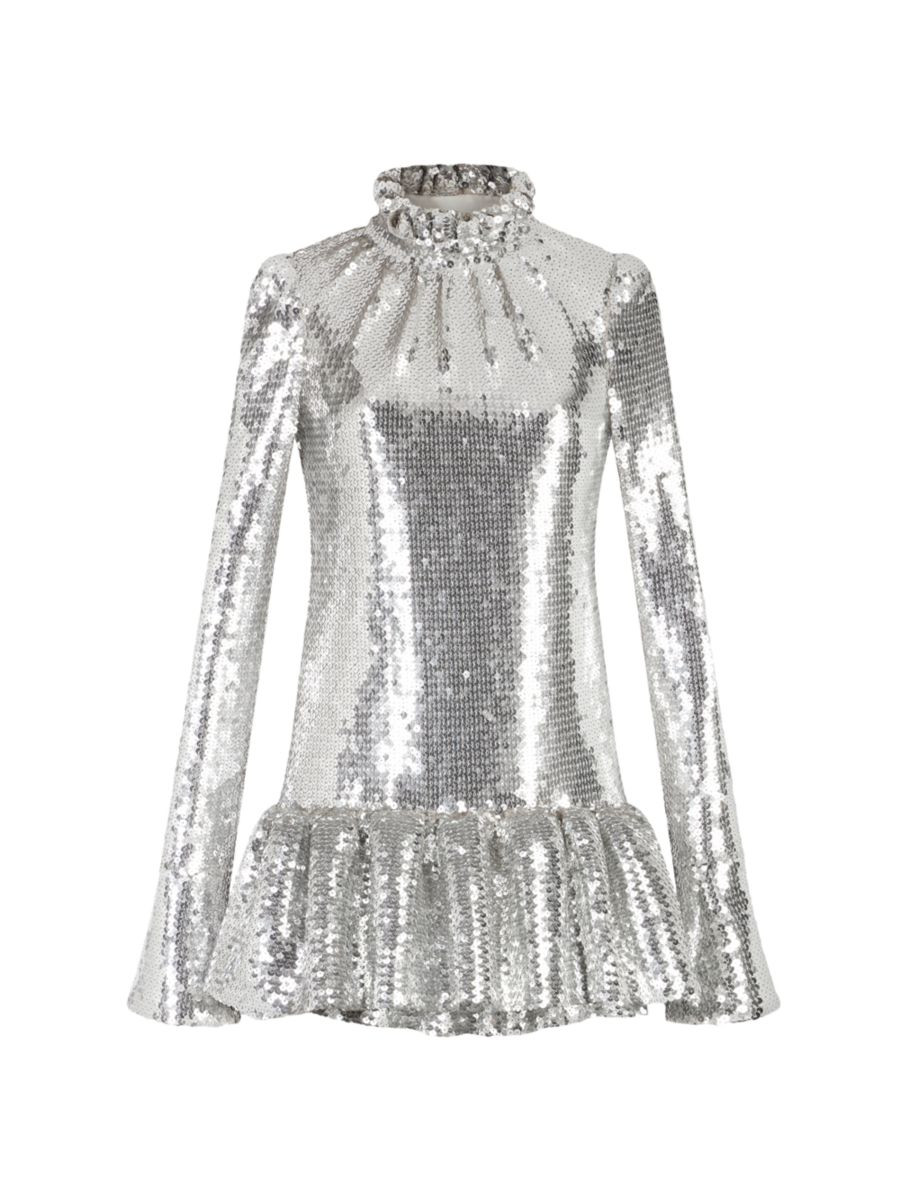 Paco Rabanne Sequined Flounced Minidress | Saks Fifth Avenue