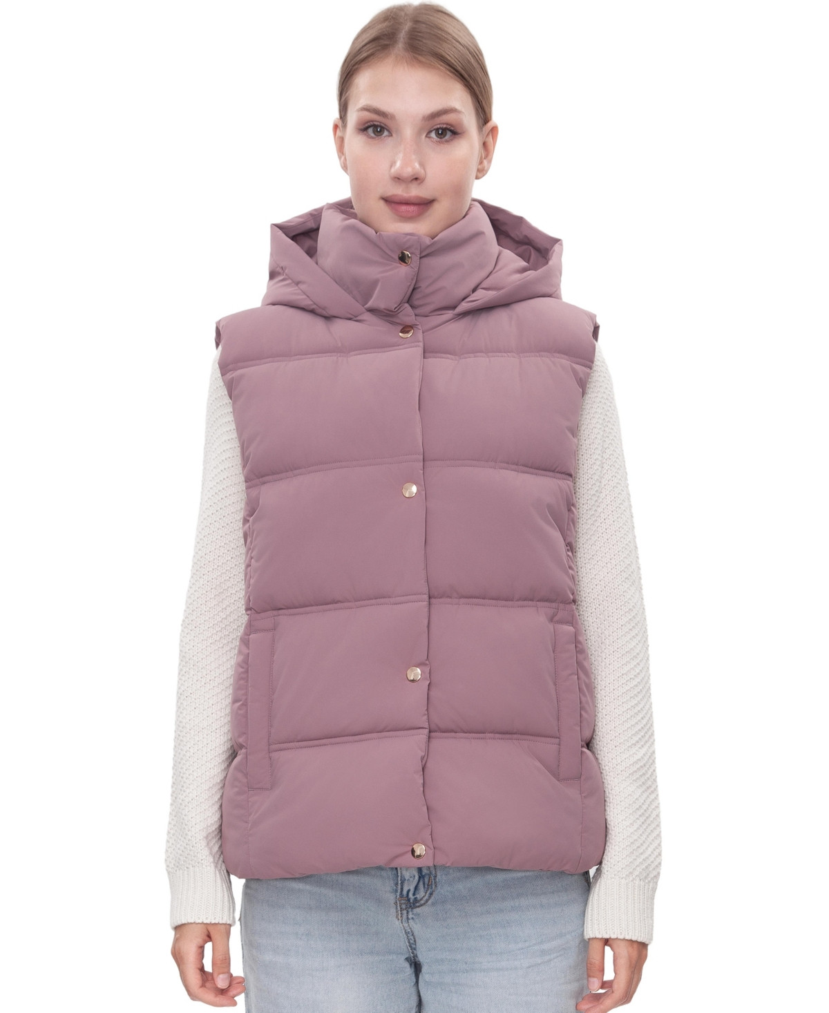 Rokka&Rolla Women's Midweight Puffer Vest - Mauve | Macy's