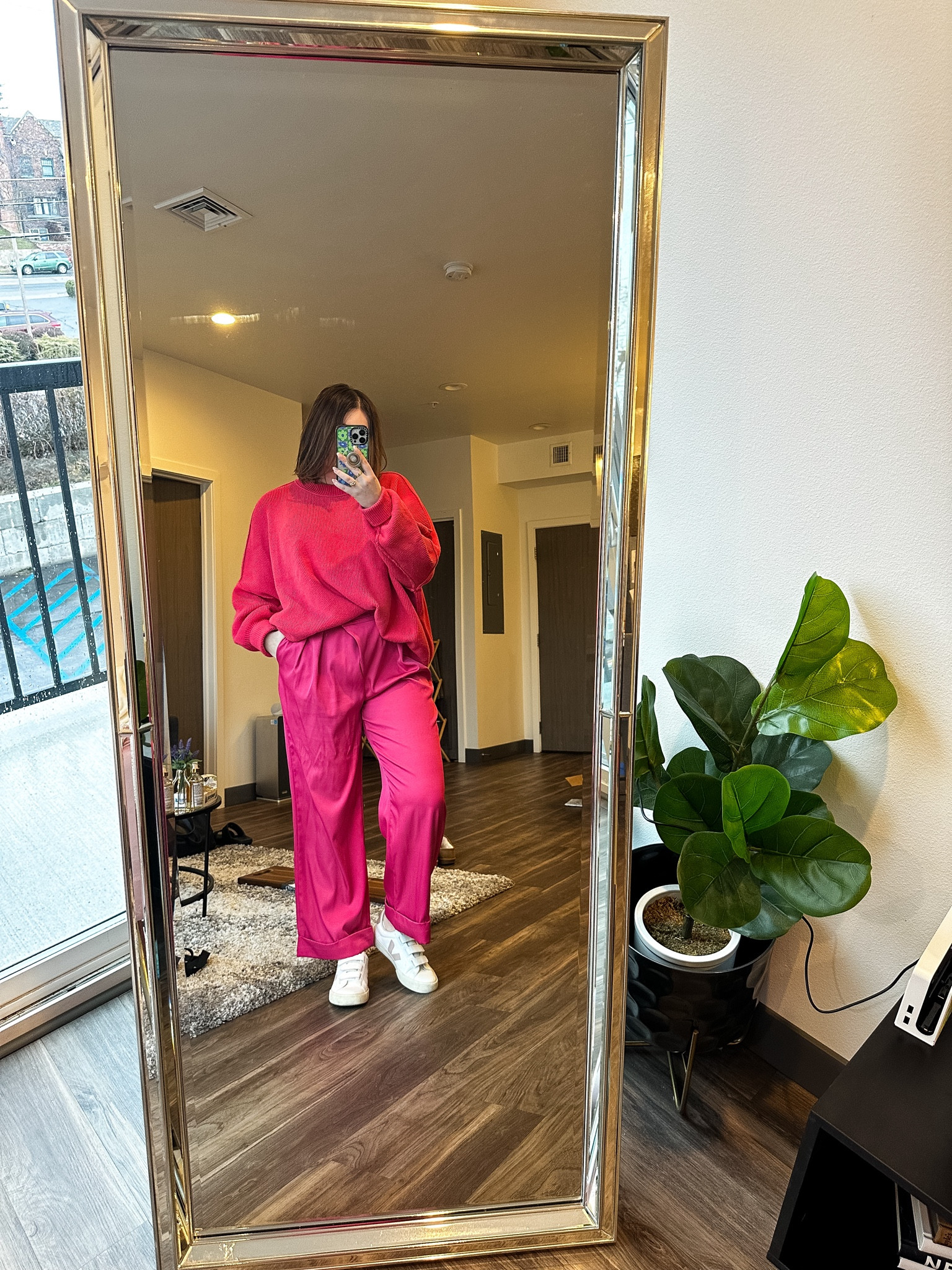Pink color block outfit for the office! Featuring pink trousers and my favorite pink sweater. 

I’m wearing a S sweater, size XL trousers and size 9 sneakers

#LTKfindsunder100 #LTKmidsize #LTKstyletip