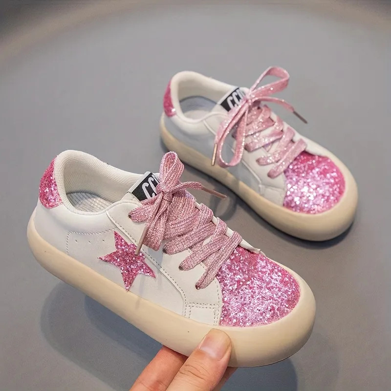 Casual Cute Sequin Star Low Top Lace Up Sneakers For Girls, Lightweight Anti Slip Sneakers For Ou... | Temu Affiliate Program