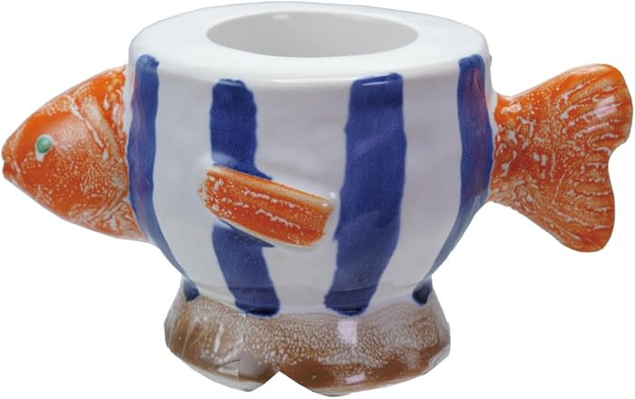 Creative Co-Op Hand-Painted Stoneware Fish Tealight/Taper Holder, Multicolor | Amazon (US)