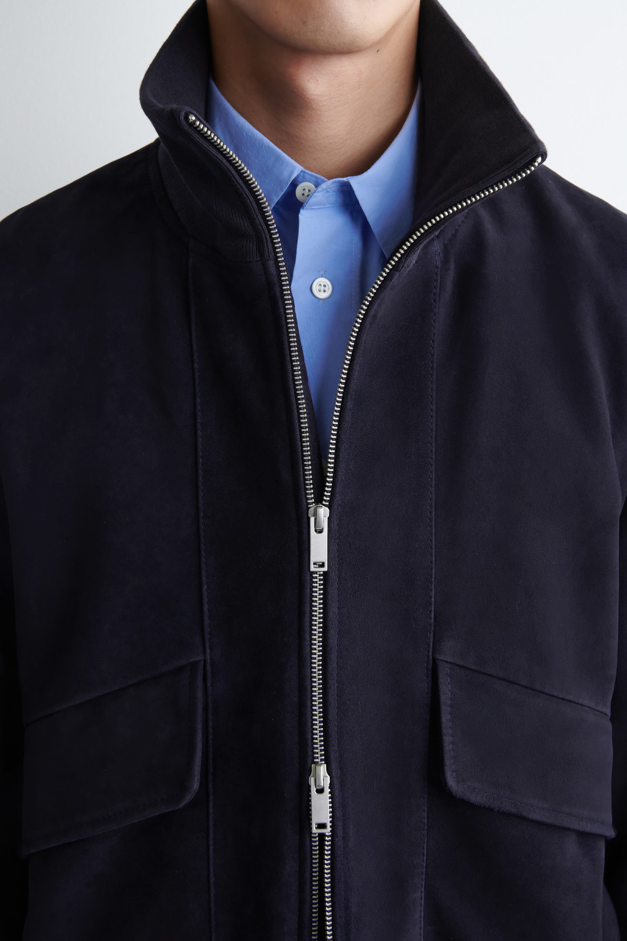 SUEDE FLIGHT JACKET - NAVY | COS GB | COS UK