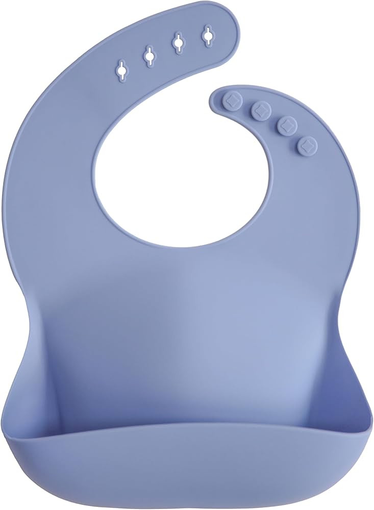 mushie Silicone Baby Bib | Adjustable Fit Waterproof Bibs (Powder Blue) | Amazon (US)