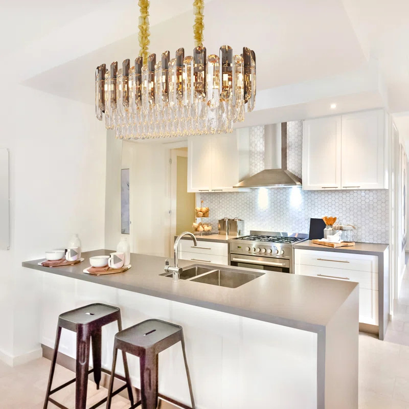 Glauco 6 - Light Crystal Dimmable Kitchen Island Tiered Chandelier | Wayfair North America