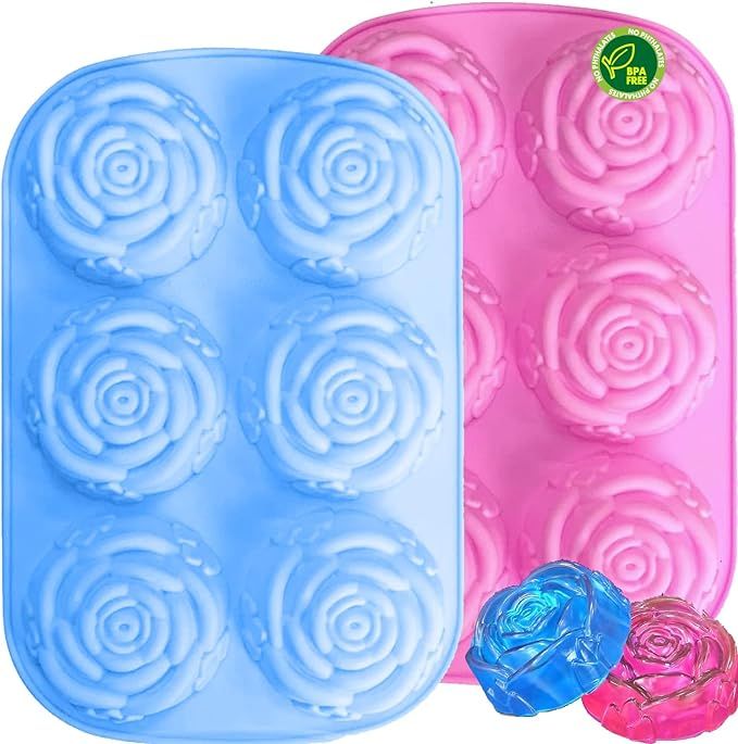 Silicone Rose Mould - 6 Cavity Rose Mould, For Soap, Mousse, Cake, Jelly, Chocolate, Oven, Microw... | Amazon (US)