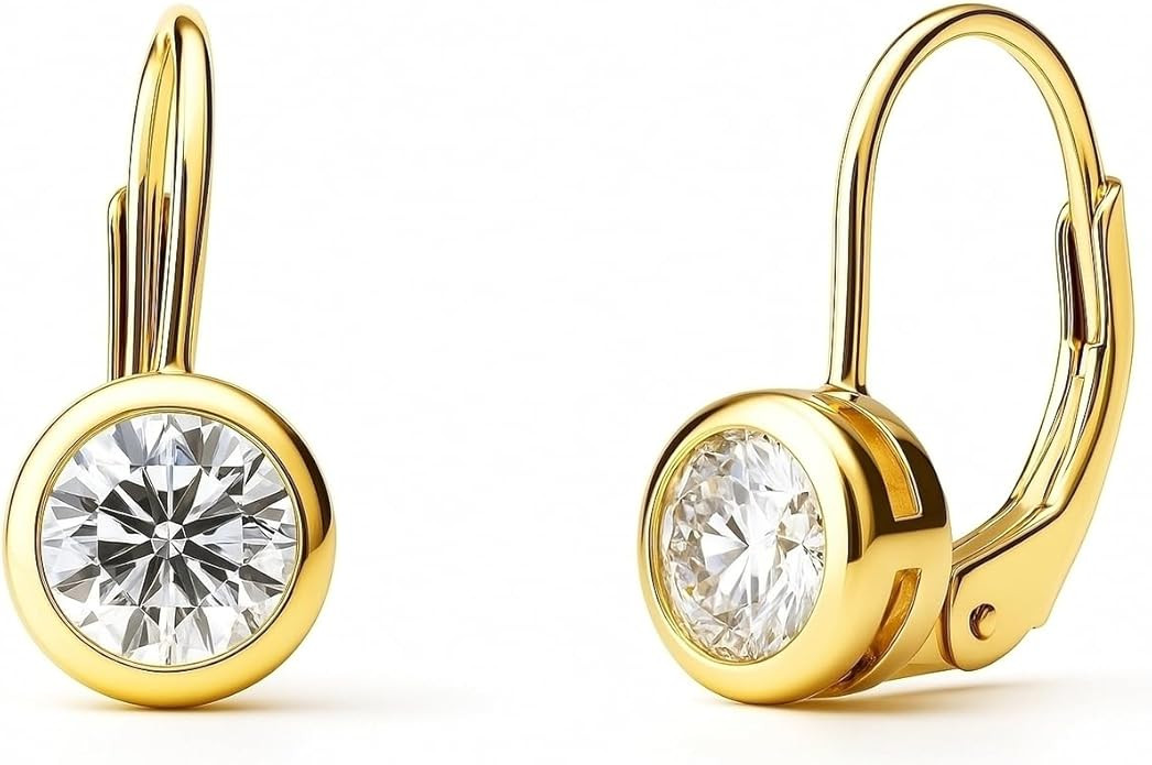 BERRICLE Sterling Silver CZ Solitaire Cubic Zirconia Leverback Drop Dangle Earrings for Women, As... | Amazon (US)