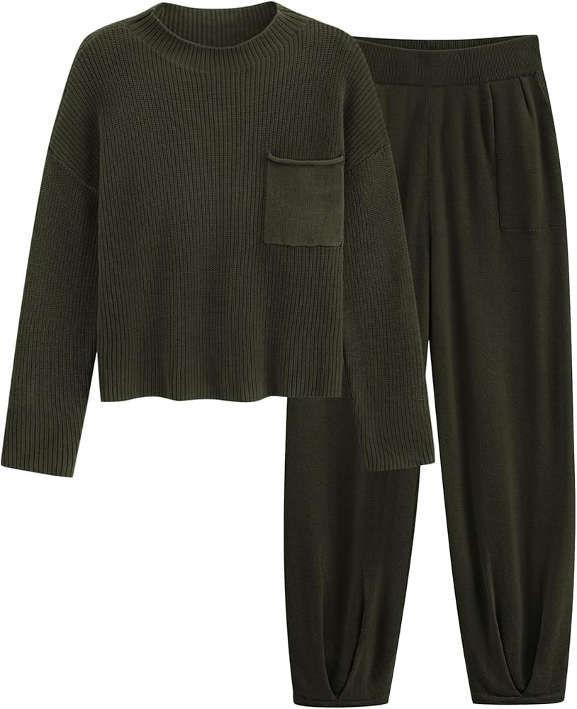 PRETTYGARDEN Two Piece Sets for Women 2025 Pullover Sweater High Waisted Sweatpants Tracksuit Lou... | Amazon (US)