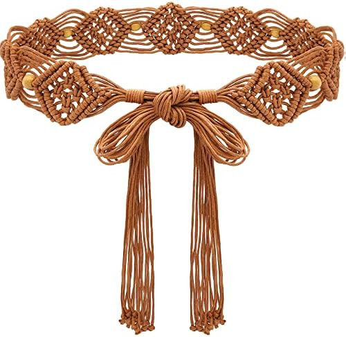 Suyi Boho Braid Belt for Women Bohemian Woven Waist Belts for Dress | Amazon (US)