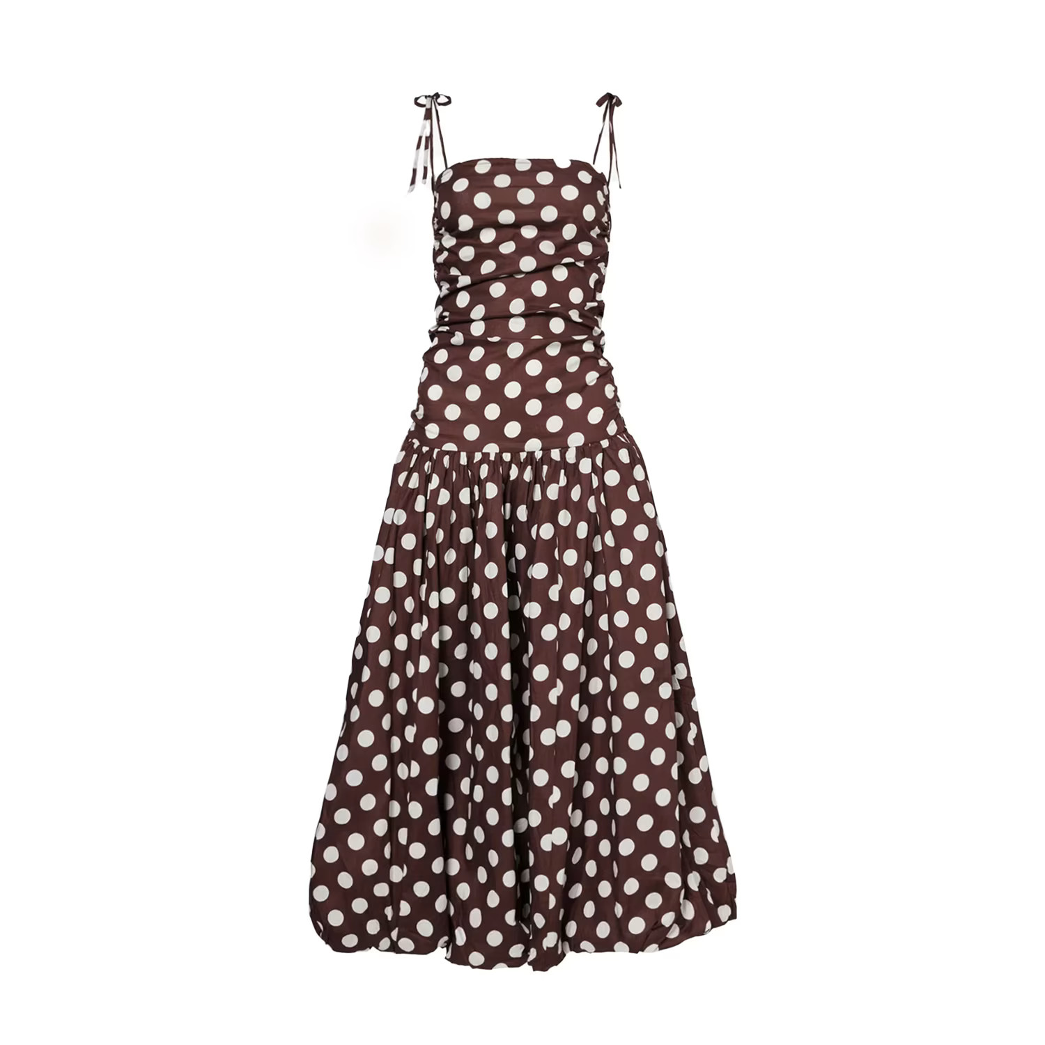 Alexa Brown Polka Dot Puffball Dress | Wolf & Badger