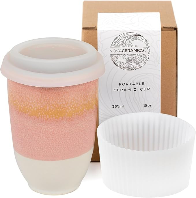 NOVA CERAMICS Travel Mug - Travel Coffee Mug – Iced Coffee Cup Unique to Go Mug – Microwave &... | Amazon (US)