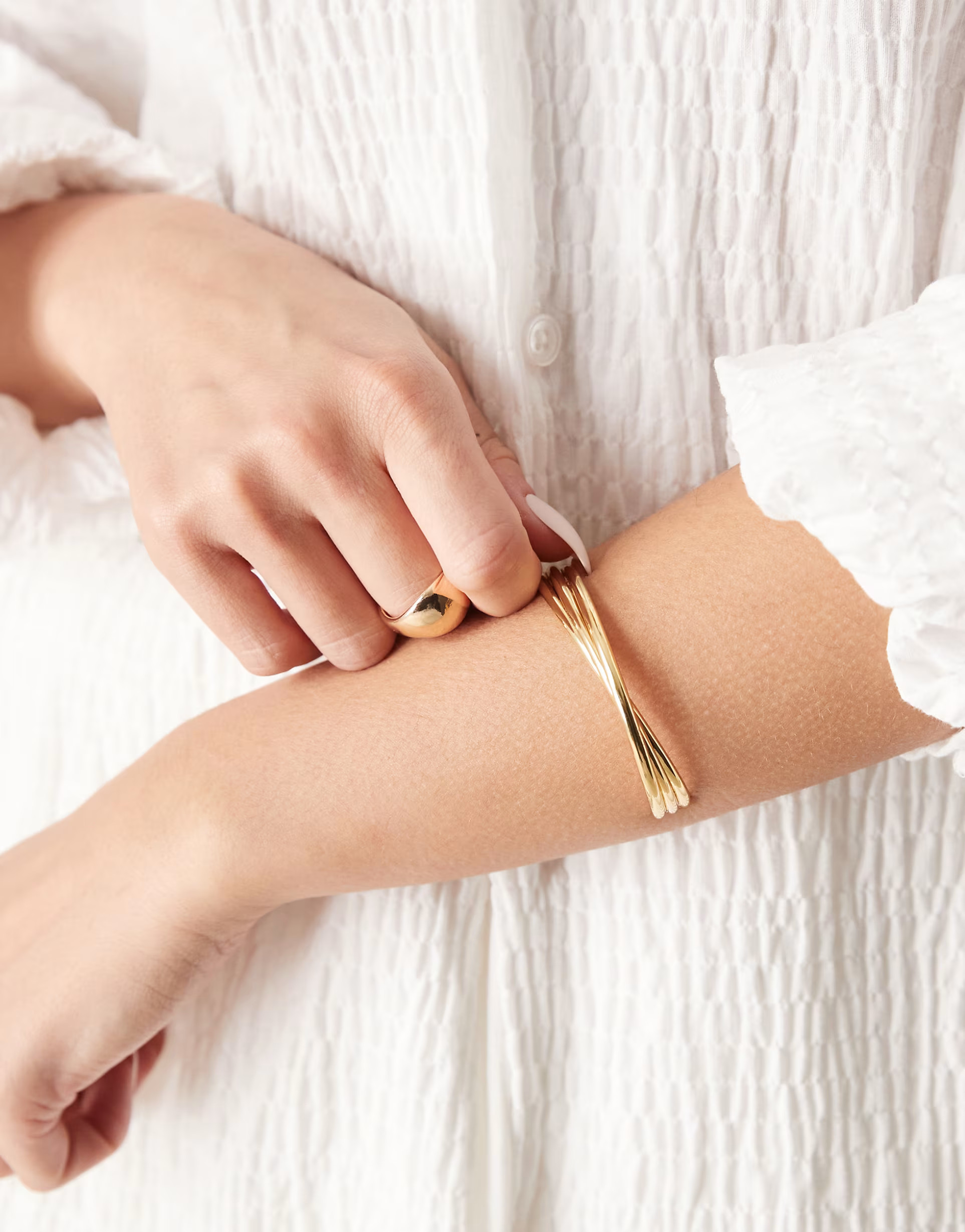 ASOS DESIGN 14k gold plated cuff bracelet with twist detail | ASOS (Global)