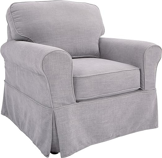 OSP Home Furnishings Ashton Rolled Arm Chair with Slipcover, Fog Grey | Amazon (US)