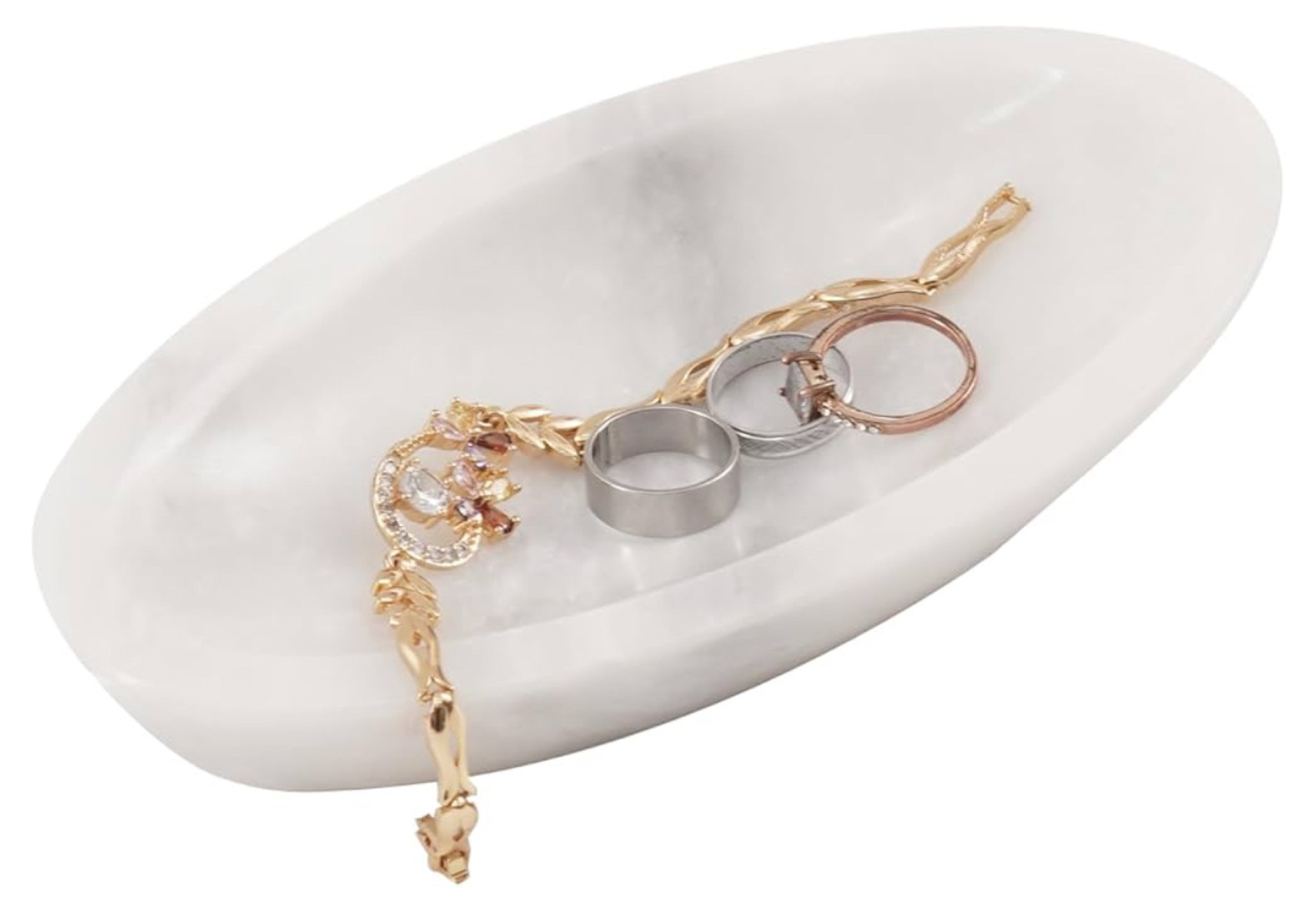 Radicaln Marble Jewelry Tray White 7" Inch Aesthetic Room Décor Handmade Jewelry Holder Organizer - Decorative Tray For Earring Display - Ring Holder For Jewelry

#LTKHome