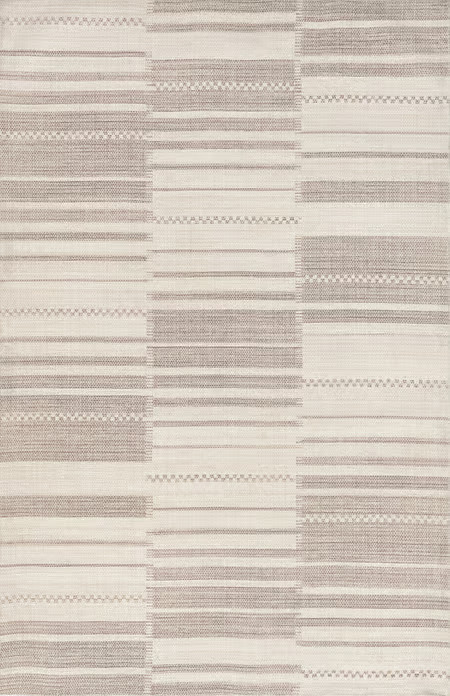 Beige Delfina Cotton Striped Area Rug | Rugs USA