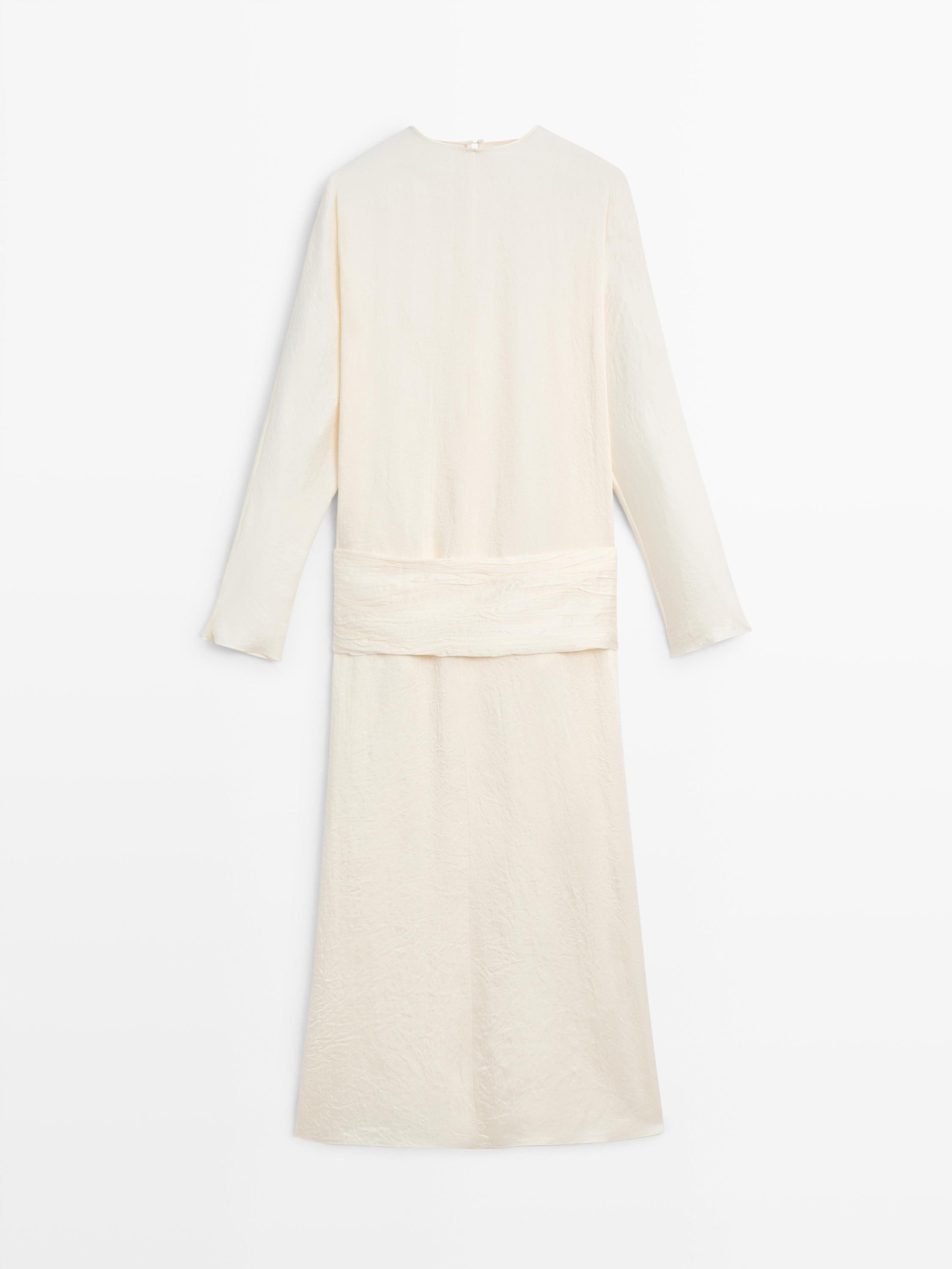 Midi dress with sash belt - STUDIO | Massimo Dutti UK