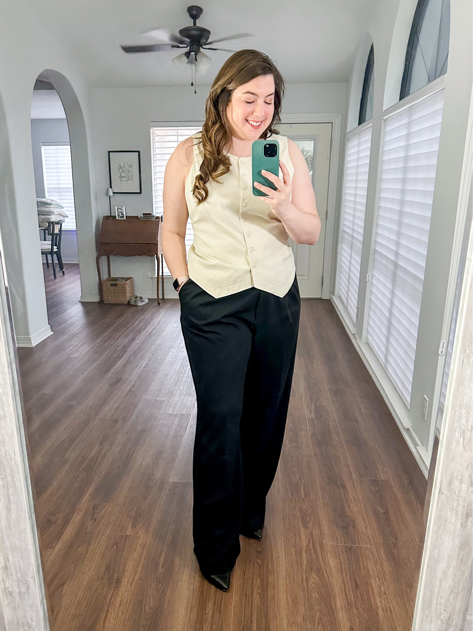 Workwear #ootd 2/27/24 

This vest is only $25 and it comes in cream and black 

Womens business professional workwear and business casual workwear and office outfits midsize outfit midsize style 

#LTKfindsunder50 #LTKmidsize #LTKworkwear