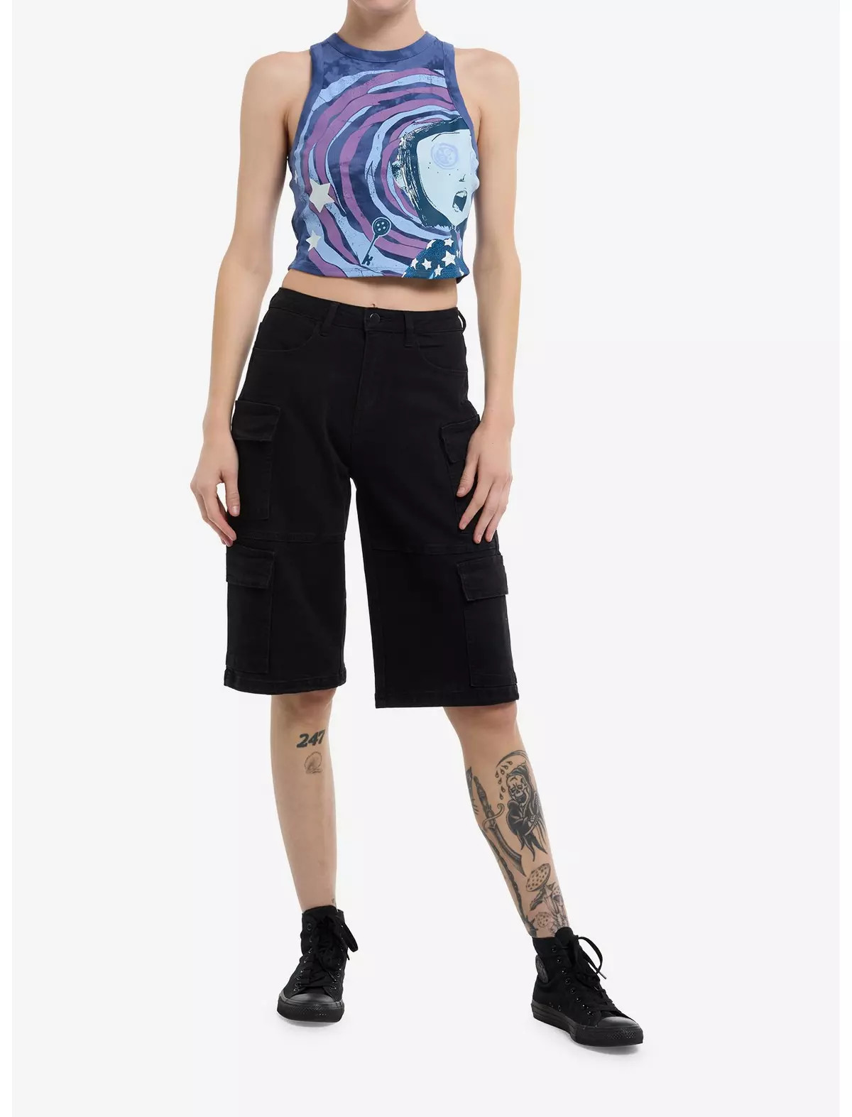 Coraline Spiral Glitter Star Tie-Dye Girls Crop Tank Top | Hot Topic | Hot Topic