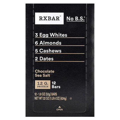 RXBAR, Protein Bar, Chocolate Sea Salt, 12 Bars, 1.8 oz (52 g) Each | iHerb