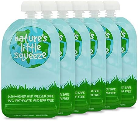 WeeSprout Double Zipper Reusable Food Pouches | 6 Pack 7 fl oz Size Pouches | Original | Amazon (US)