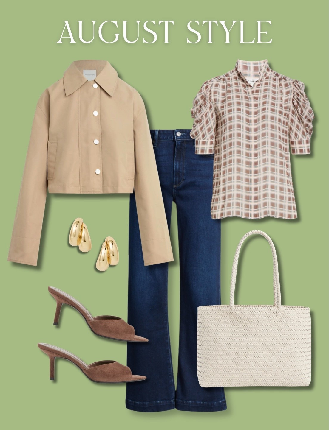 Outfit of the week! It can be though to know what to wear during the transition season, but these are all pieces you can easily start wearing now and bring them all through fall! I love this new cropped trench, and believe it or not, plaid will be back this year in a big way, and this is one of my favorite blouses of all time!!

#LTKOver40 #LTKootd #LTKSeasonal